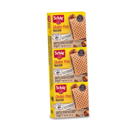 Bezglutenowe wafelki z kremem z orzechów laskowych 63g